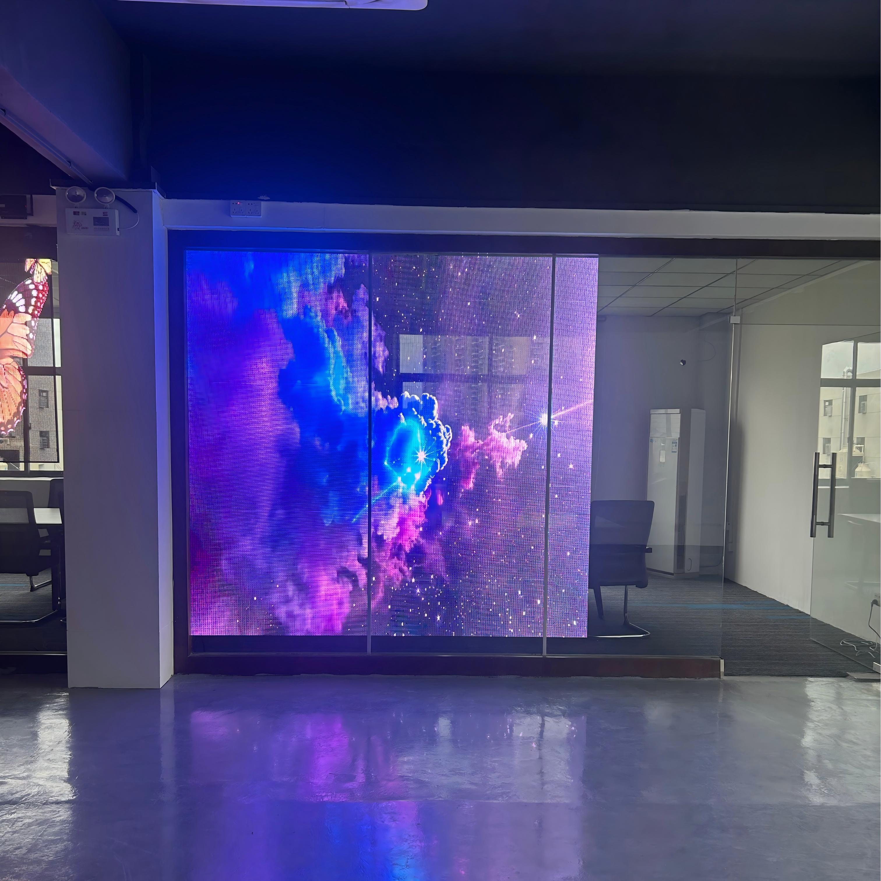 Hanging Transparent Flim Display Holographic 3D LED Poster Screen