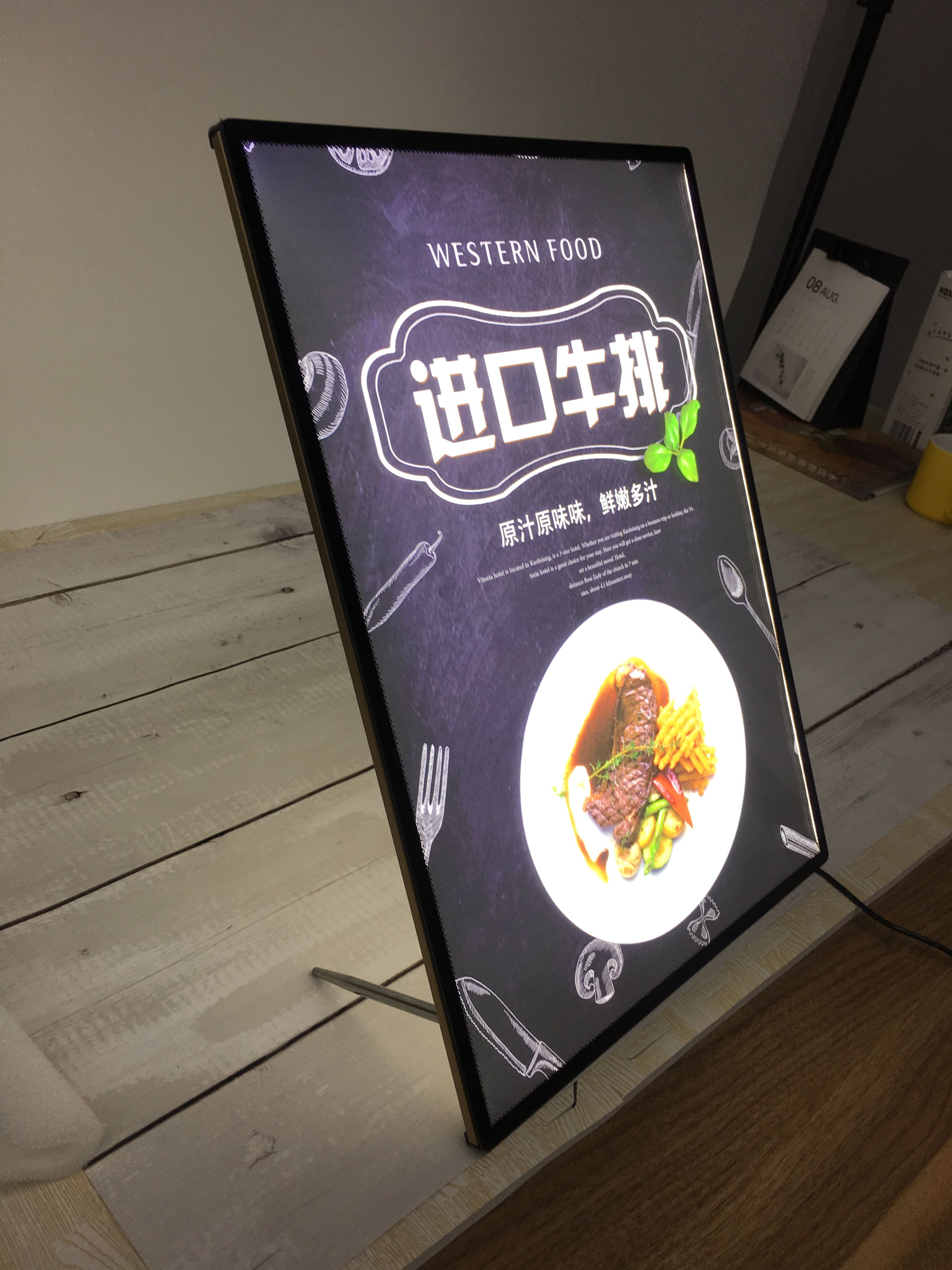 Printing Image-Drawing Glass Panel Vertical LED lightbox