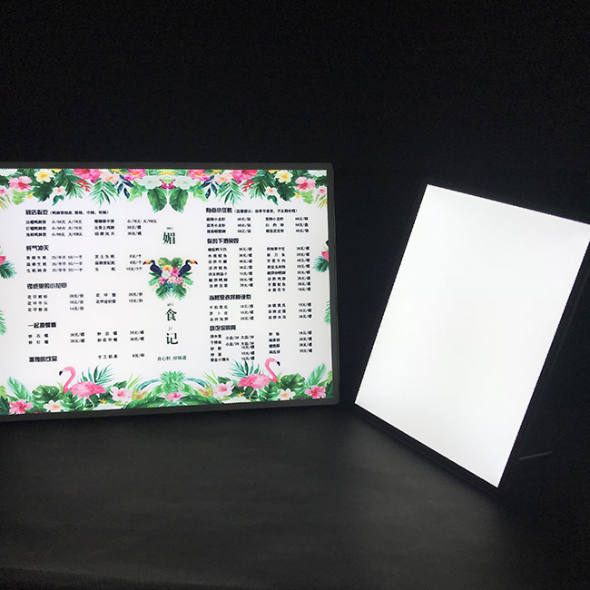 A4 Table standing Glass panel LED menu light box