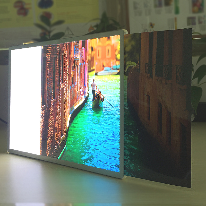 Gray Narrow aluminium frame Landscape Glass LED lightbox