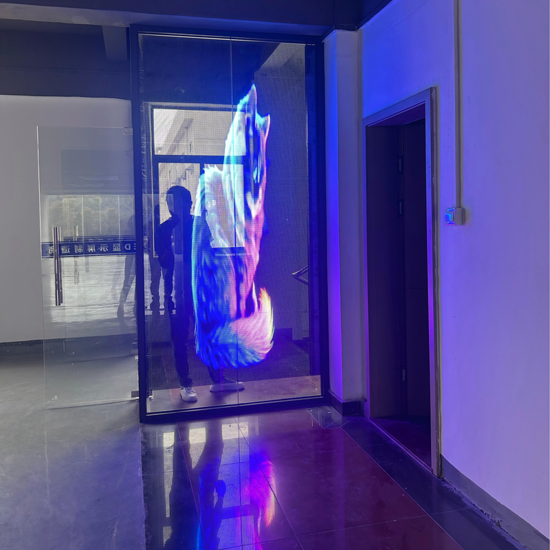 Hanging Transparent Flim Display Holographic 3D LED Poster Screen