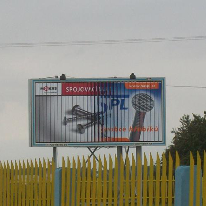 Outdoor media 2-poles PVC Triple Sign with LED Spotlight