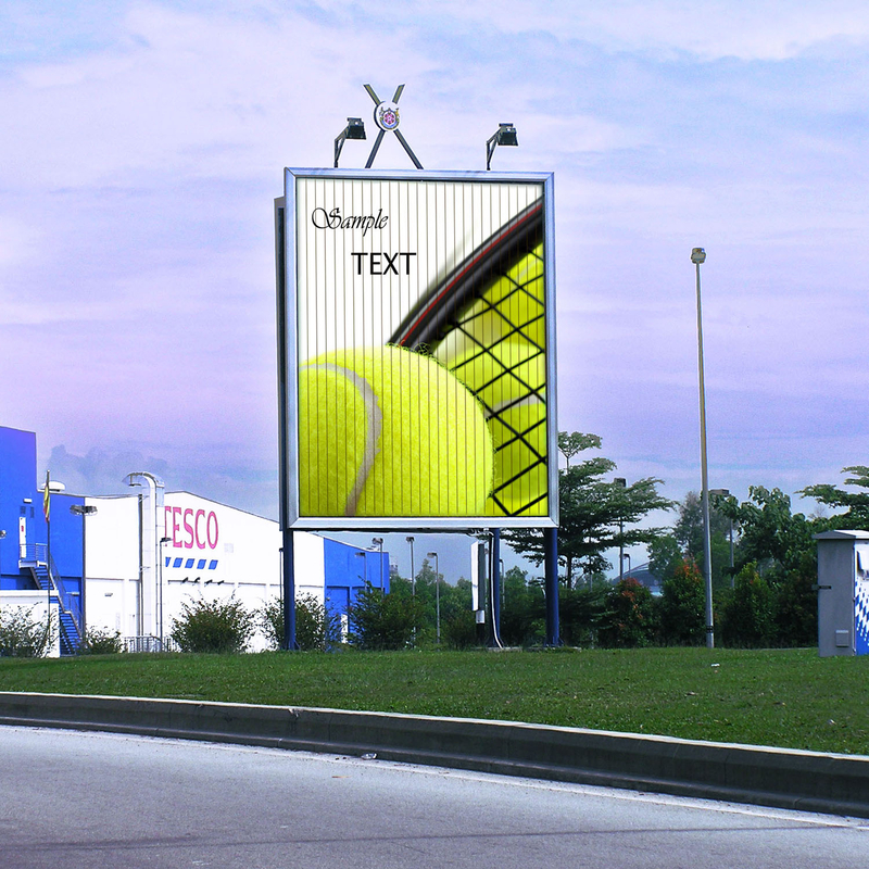 Outdoor media 2-poles PVC Triple Sign with LED Spotlight