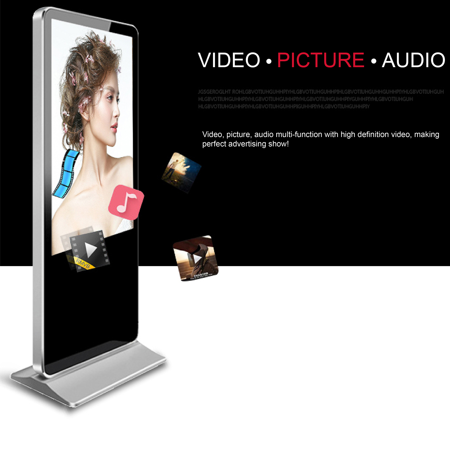Indoor Floor Standing 4K Video player LCD display